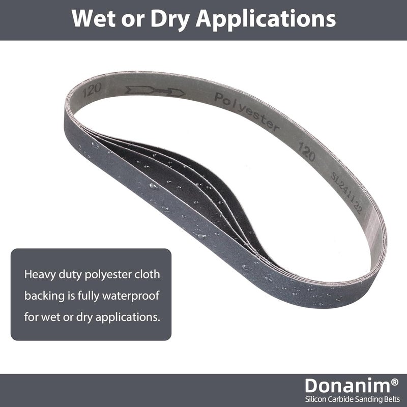 Donanim 24 Pack 1x30 Sanding Belts for Knife Sharpening, Silicon Carbide 1 x 30 Sanding Belts 120 240 400 600 800 1000 Assorted Grits for 1 x 30 Belt Sander, 1 x 30 Inch Sanding Belts for Metal Working - Image 3